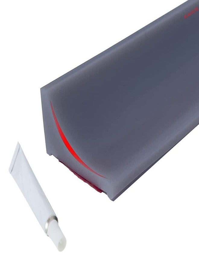 RANUR Silicone Water Stopper with Glue Collapsible Threshold Water Dam Barrier Strip for Shower, Self-Adhesive Kitchen Sink, Water Retaining Stopper, Dry and Wet Separation Strip (Grey, 2 Meter) - Image 1